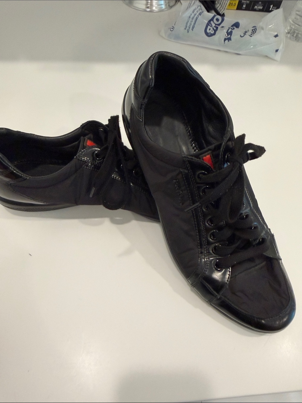 Prada Men's Black Casual Lace-Up Sneakers